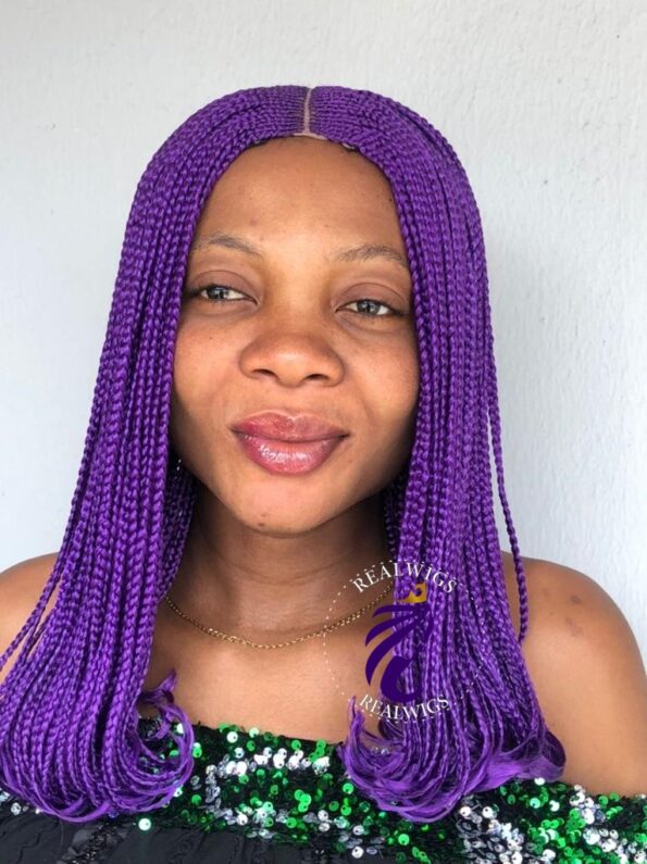 Clancy Purple Box Braids Wig With Curly Tips 2