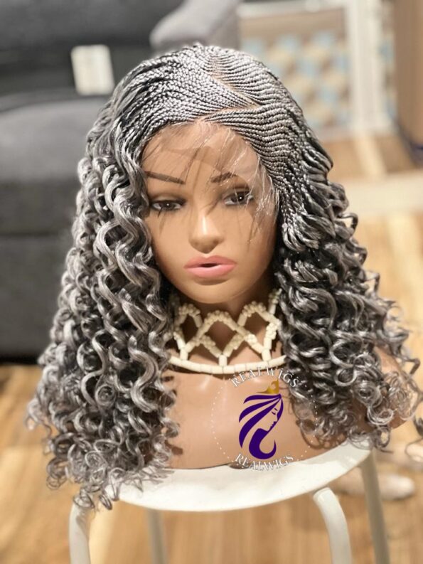 Ivy – Gray Curly Cornrow Side Part Wig (1)