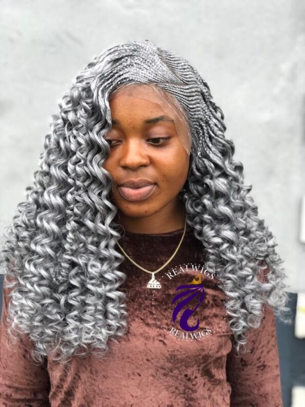 Ivy Gray Curly Cornrow Side Part Wig 3 1