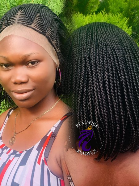 Riven-Braided Cornrow Bob Wig