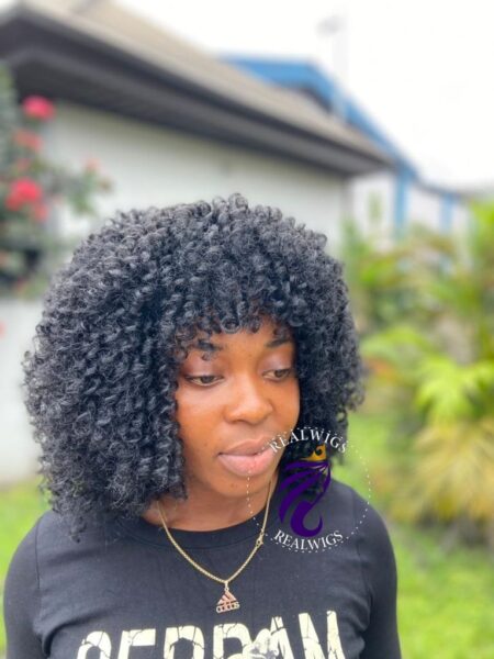 Croc - Handmade Crochet Curly Wig with a bang