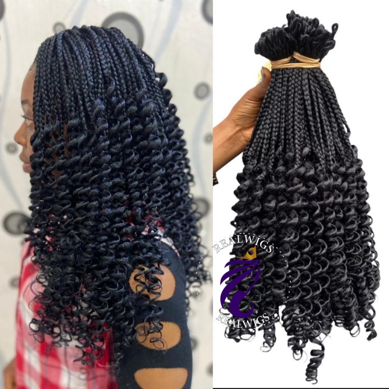 Rim - Handmade Pre-Looped Box Braids Curly Crochet Braids (2)