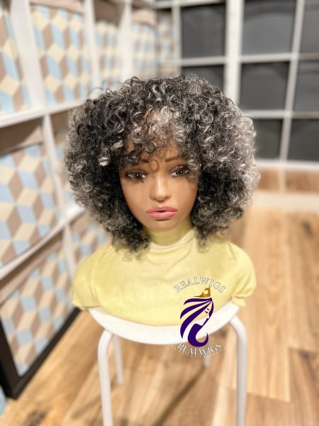 Fiji- Human Hair Curly Bangs Wig