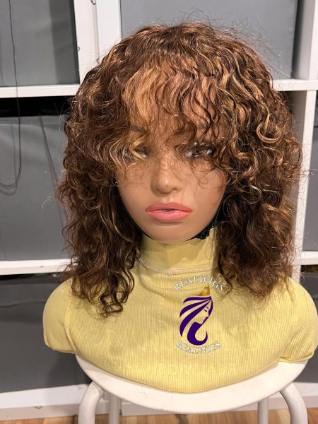 Dany- Human Hair Curly Bangs Wig