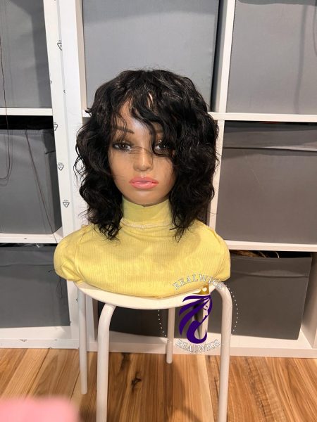 Harry- Human Hair Wavy Side Bangs Wig