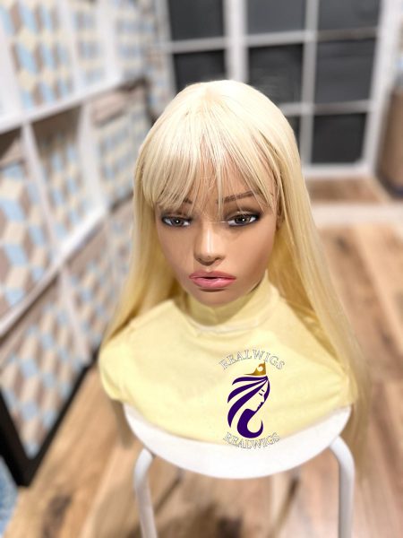 Mo- Human Hair Straight Bangs Wig