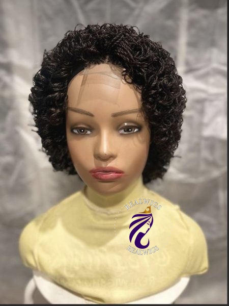 Blue- Braided Afro wig style 004
