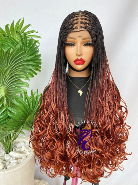 Pink- Braided Ombre French Curly Wig